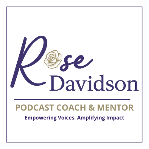Rose Davidson logo – Podcast Coach & Mentor with rose icon