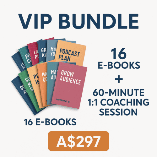 VIP Podcast Success Bundle – 16 E-Books + 1:1 Coaching with Podcast Expert Rose Davidson