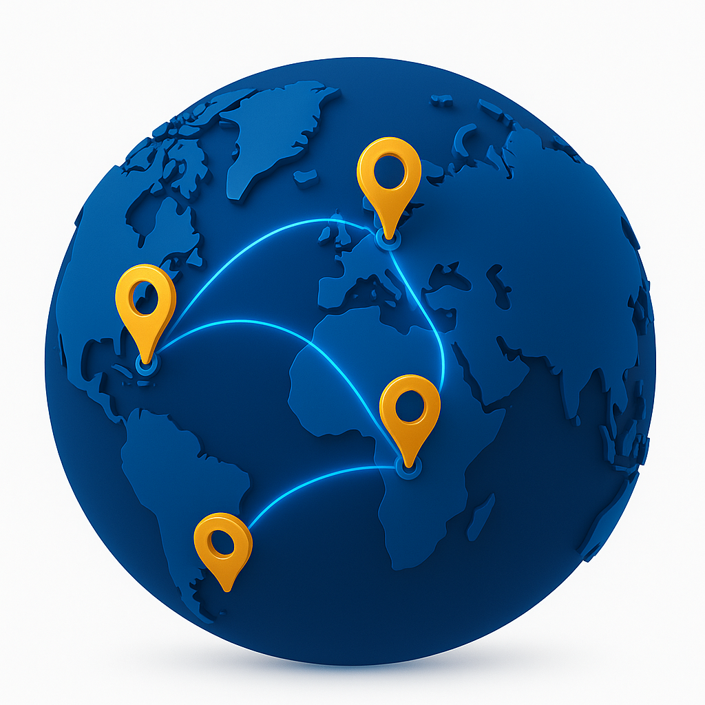 3D world map showing global connection through storytelling, The Impactful Voice Project™ branding.