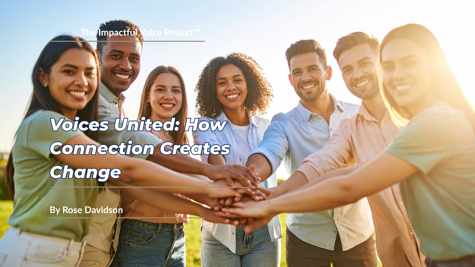 Group of diverse people standing together with hands joined, symbolising unity and shared purpose