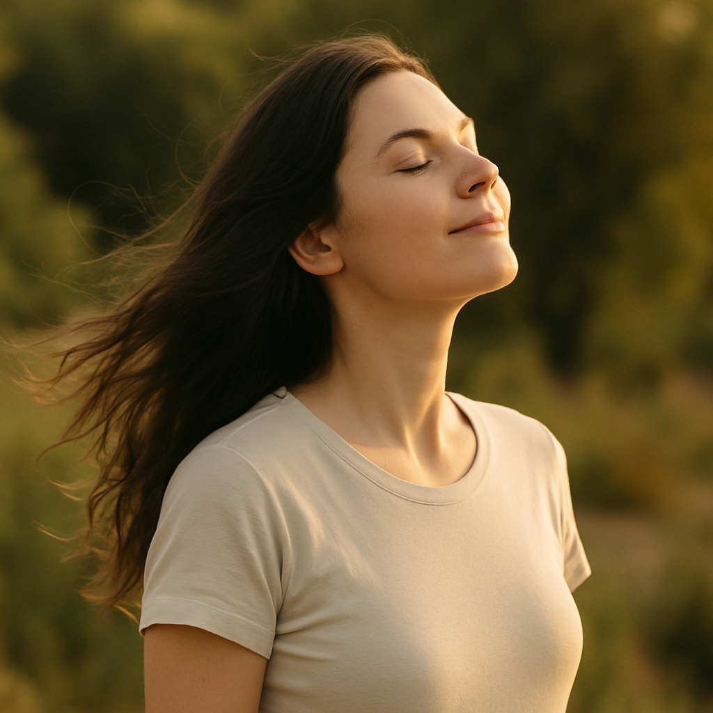 Top 3 Tips to choose Life A woman stands in nature at sunrise with her eyes closed and face lifted toward the light, radiating peace, empowerment, and a renewed sense of life.