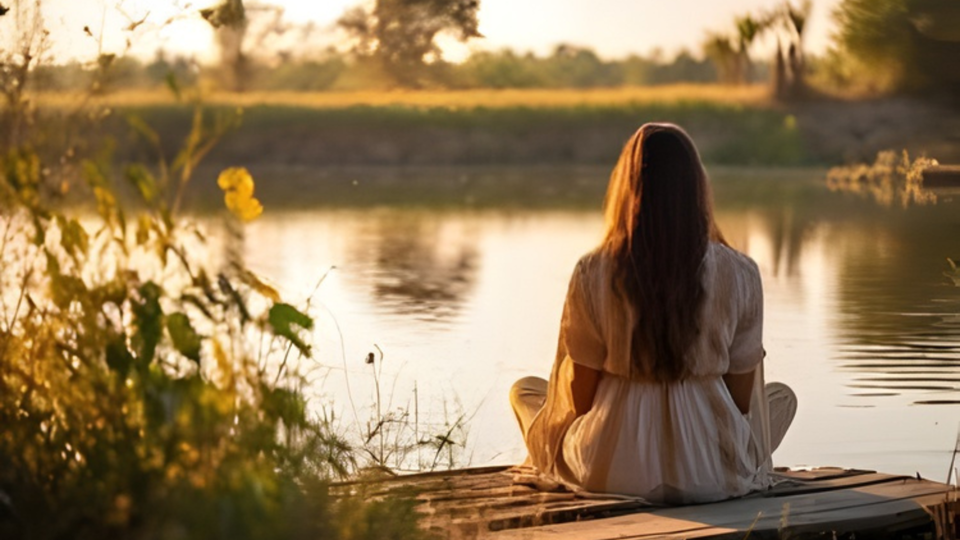 Woman in soft natural light, seated calmly in nature, symbolising inner resilience, self-listening, and healing after trauma.